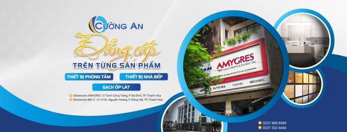 Không gian trưng bày sang trọng với những mẫu gạch cao cấp tại Showroom Cường An