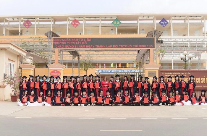 Hình ảnh khuôn viên xanh mát và cơ sở vật chất hiện đại của THCS Tây Mỗ