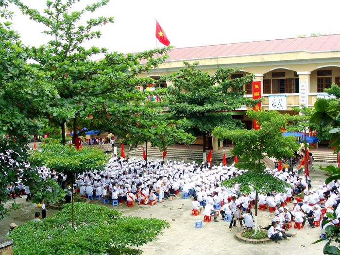 Hình ảnh khuôn viên xanh mát của Trường Tiểu học Tản Lĩnh