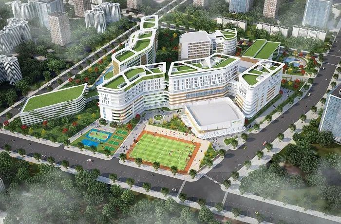 Hình ảnh khuôn viên xanh mát của Đại học Y Dược Thái Bình