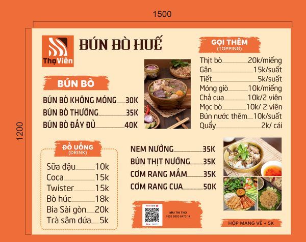 Không gian ấm cúng và tô bún đặc biệt tại Thọ Viên
