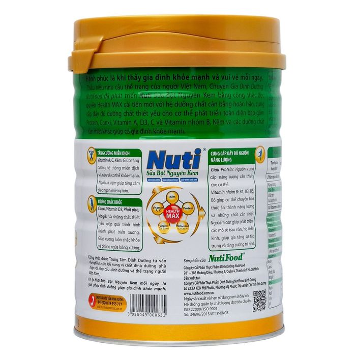 Hình ảnh sữa bột Nuti Nguyên Kem - Dinh dưỡng chuẩn Việt