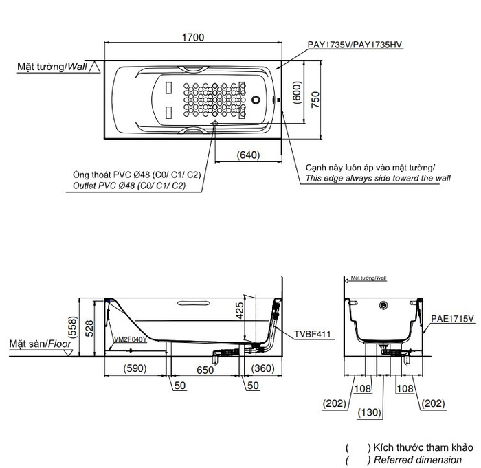 Bồn Tắm TOTOPAY1735HVC