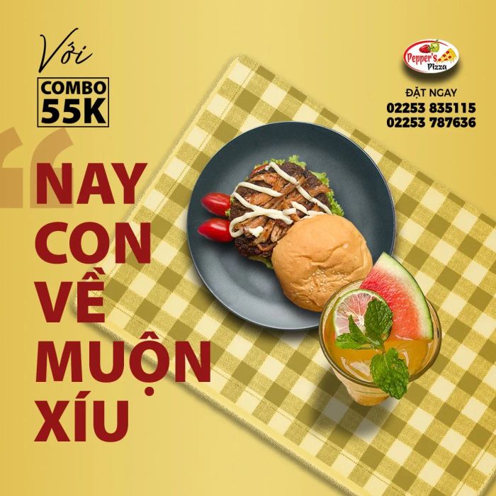 Góc ảnh thực đơn hấp dẫn tại Pepper's Pizza