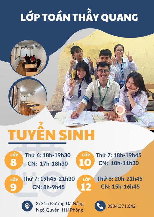 Hình ảnh lớp học tại Trung tâm Toán học Thầy Quang