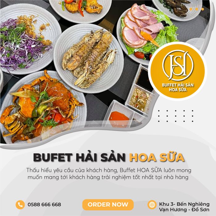 Hình ảnh bữa tiệc hải sản thịnh soạn tại Hoa Sữa Buffet