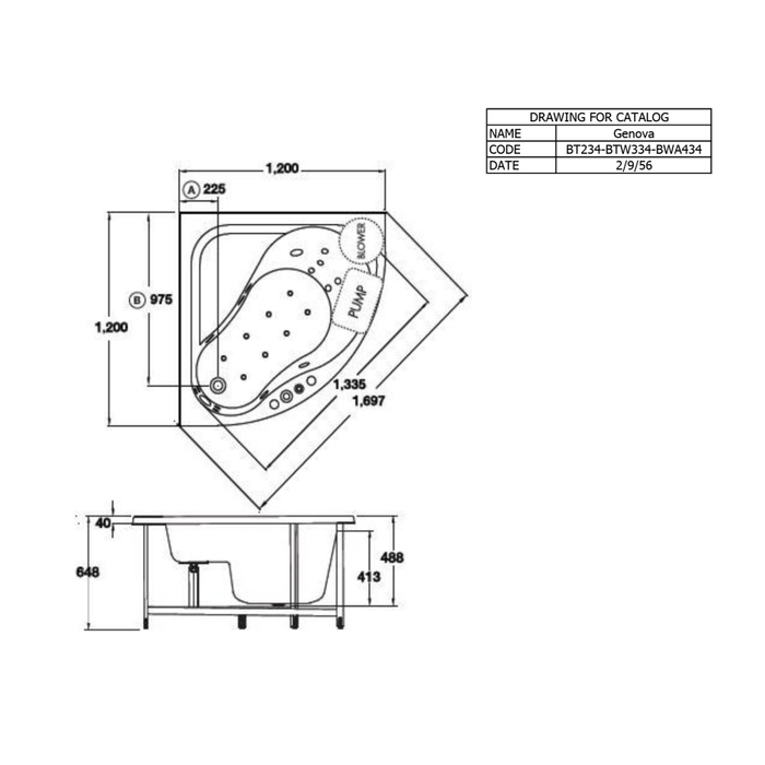 Bản vẽ kỹ thuật bồn tắm xây COTTO BT234PP(H)
