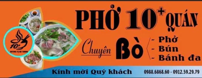 Hình ảnh tô phở truyền thống tại Phở 10+