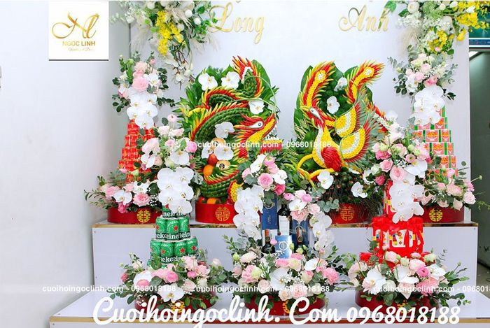 Hình ảnh mâm quả nghệ thuật tại Ngọc Linh Wedding & Decor