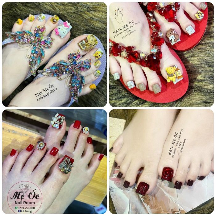 Nghệ thuật nail đính đá sang trọng tại Nail Mẹ Ốc