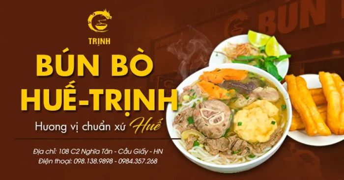 Hình ảnh tô bún bò Huế thơm ngon tại quán TRỊNH