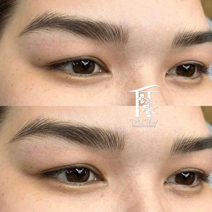 Hình ảnh khách hàng trải nghiệm dịch vụ phun xăm cao cấp