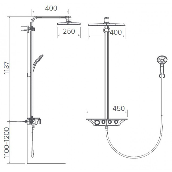 Bản vẽ kỹ thuật của vòi sen cây nhiệt độ INAX BFV-655T
