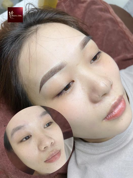 Hình ảnh thực tế quy trình phun xăm tại HANA Spa