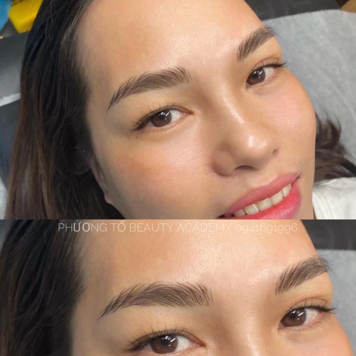 Hình ảnh thành phẩm điêu khắc chân mày tại Phương Tố Beauty Academy