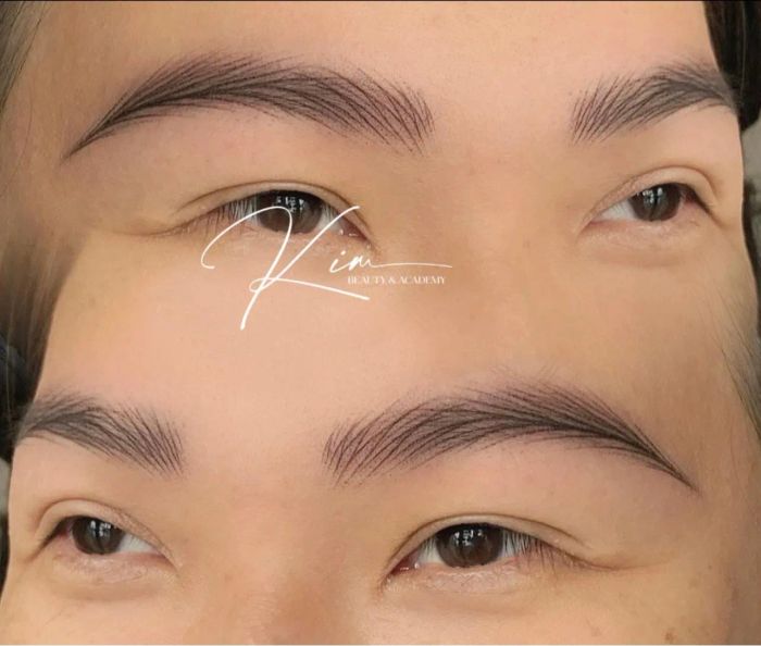 Hình ảnh thực tế dịch vụ điêu khắc chân mày tại Kim Beauty & Academy