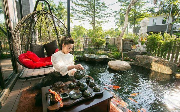 Hình ảnh công trình hồ Koi nghệ thuật tại Trại Cá Khánh Ngân