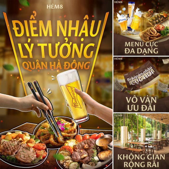 Hình ảnh không gian nhà hàng Hẻm 8