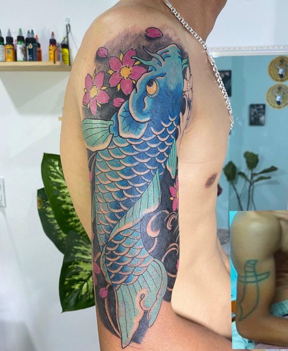 Tác phẩm sửa hình xăm ấn tượng tại Flower Tattoo