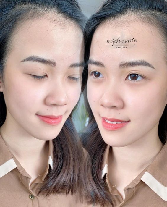 Hình ảnh thực tế tác phẩm điêu khắc chân mày tại Vân Libra Beauty and Academy