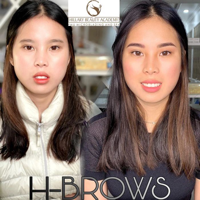 Hình ảnh thực tế tác phẩm điêu khắc chân mày tại Hillary Beauty Academy