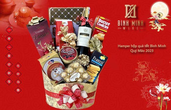Hình ảnh giỏ quà Tết cao cấp tại Rượu Bình Minh