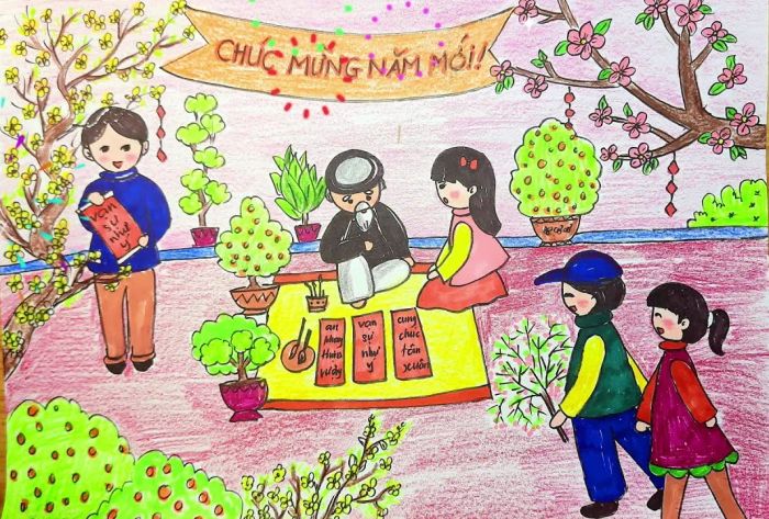 Chủ đề Du xuân và xin chữ ngày Tết, phiên bản 2 - Mỗi dịp Tết đến, du xuân không chỉ là hành trình thưởng thức cảnh sắc mùa xuân mà còn là cơ hội để mọi người tìm kiếm những điều may mắn đầu năm. Đặc biệt, xin chữ đầu xuân với ông Đồ già viết những câu chữ thư pháp đầy ý nghĩa đã trở thành một truyền thống lâu đời, mang theo những lời cầu chúc tốt đẹp cho năm mới, là lời hứa hẹn một năm an lành, tài lộc.