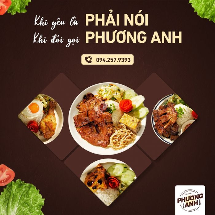 Hình ảnh đĩa cơm tấm Phương Anh vàng ruộm, sườn nướng thơm lừng