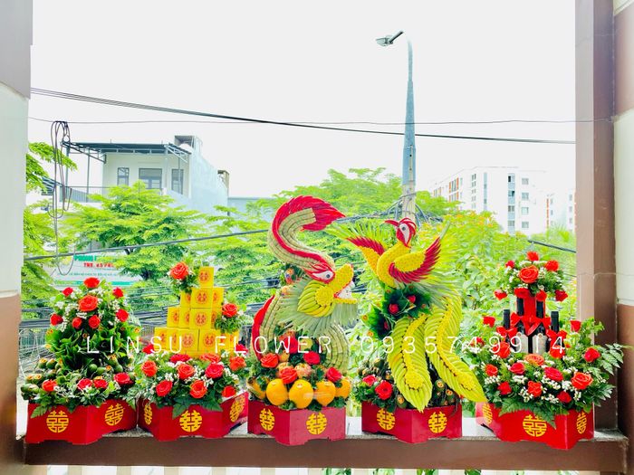 Hình ảnh mâm quả cưới tinh tế từ Linsu Flower