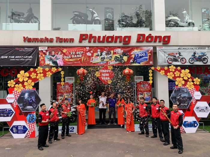Hình ảnh ấn tượng về không gian trưng bày tại Yamaha Town Phương Đông