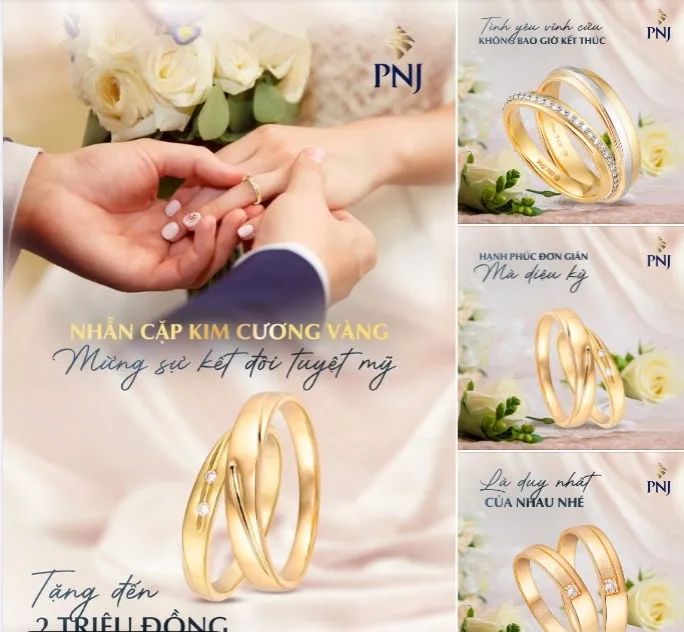 Tuyệt tác nhẫn cưới kim cương từ PNJ