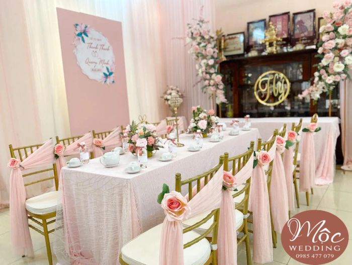 Không gian tiệc cưới tinh tế được thiết kế bởi Mộc Wedding