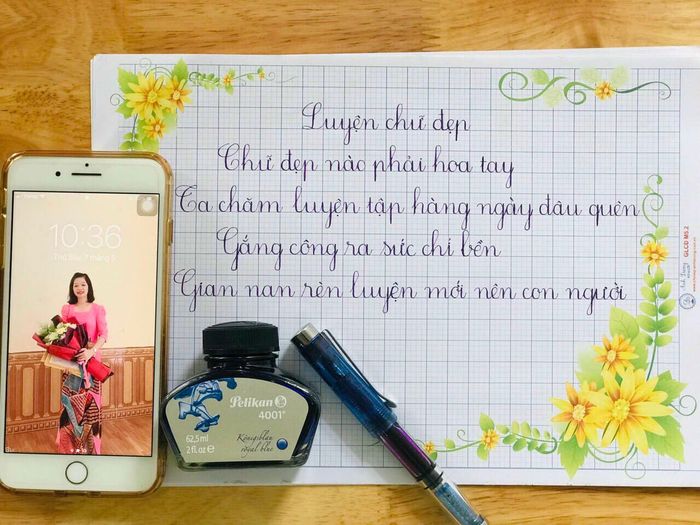 Hình ảnh học viên đang luyện tập tại Luyện Chữ Đẹp Cẩm Tú