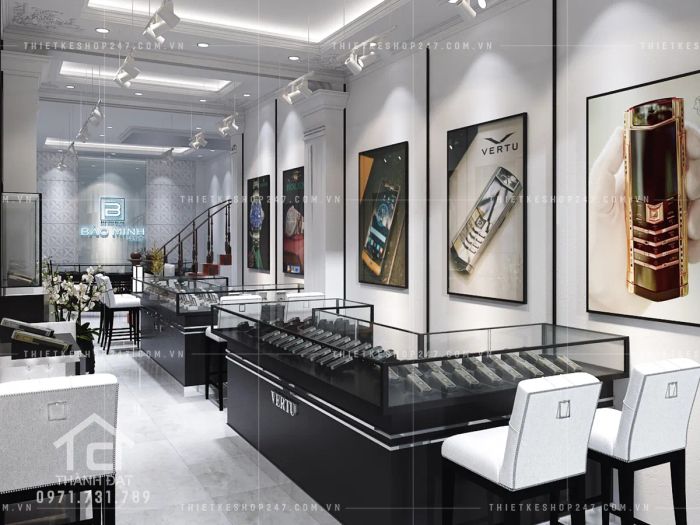 Không gian cửa hàng điện thoại ấn tượng bởi Thiết kế shop 247