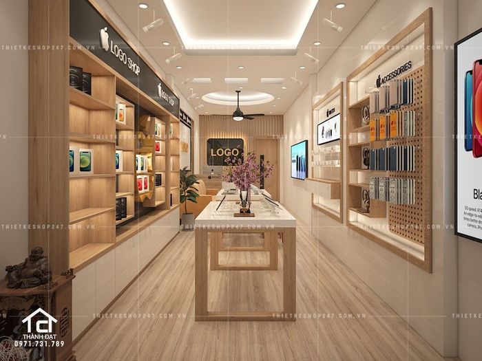 Hình ảnh thiết kế cửa hàng điện thoại đẹp mắt từ Thiết Kế Shop 247
