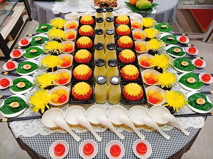 Hình ảnh mâm cúng đầy tháng đặc sắc của Nhã Linh