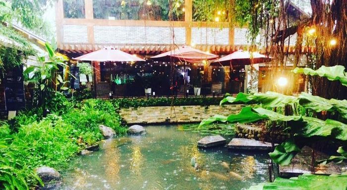 Không gian xanh mát tự nhiên tại SEN ĐÁ Coffee