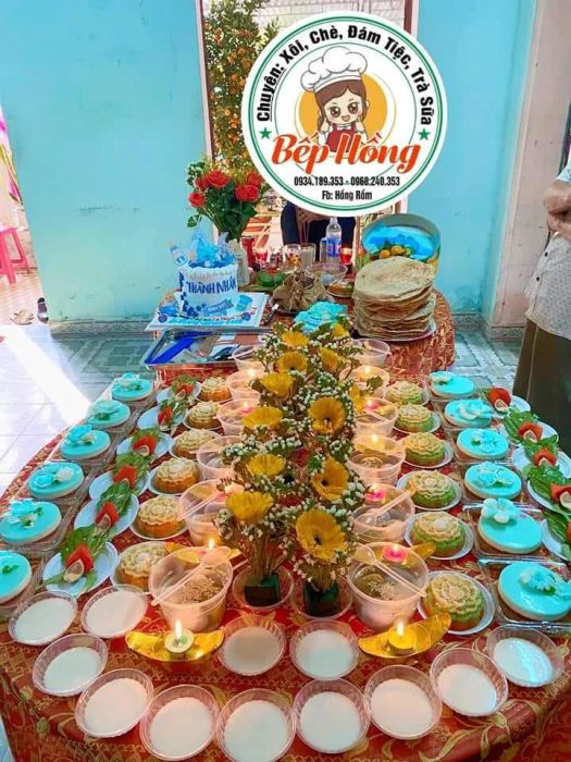 Hình ảnh mâm cúng thôi nôi đẹp mắt từ Bếp Hồng