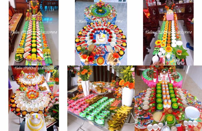 Hình ảnh mâm cúng đầy tháng của Xuân Nương
