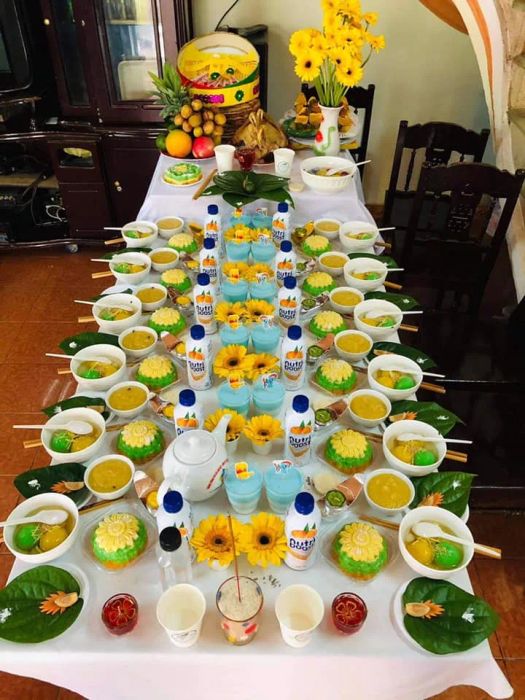 Hình ảnh mâm cúng đầy tháng tinh tế từ Bếp Vân