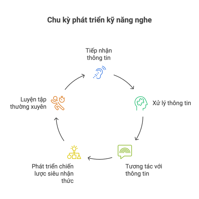 Các giai đoạn hình thành và hoàn thiện kỹ năng nghe
