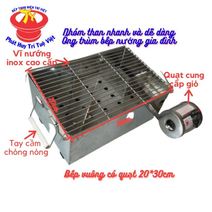 Ảnh Minh Họa Bếp Nướng Than Không Khói Chữ Nhật 20 x 30cm Trí Việt 1