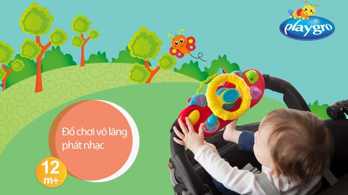 Vô lăng phát nhạc Playgro với thiết kế an toàn và màu sắc bắt mắt (Ảnh minh họa)