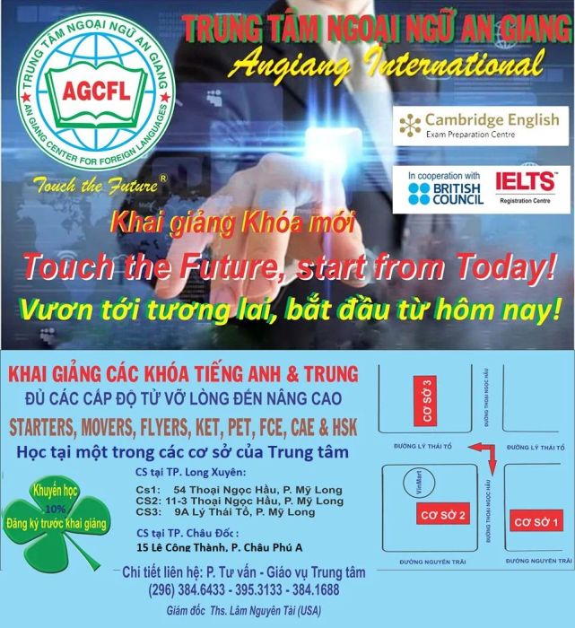 Hình ảnh không gian học tập hiện đại tại Trung tâm Ngoại ngữ An Giang