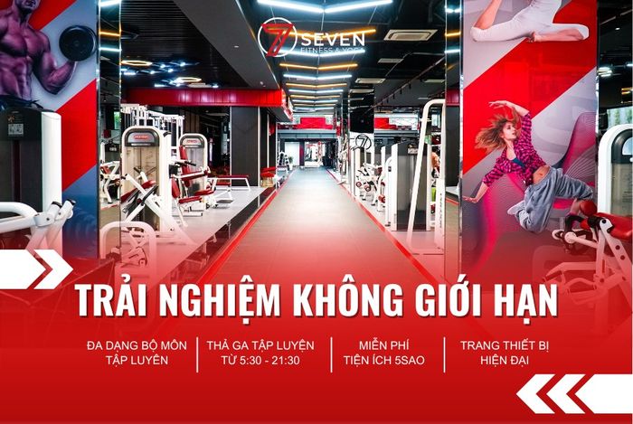 Hình ảnh không gian tập luyện đẳng cấp tại Seven Fitness & Yoga
