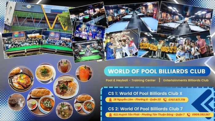 Không gian hiện đại tại World of Pool Billiards Club