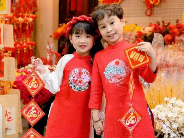 BST áo dài trẻ em xuân sắc tại Áo Dài Nàng Thơ