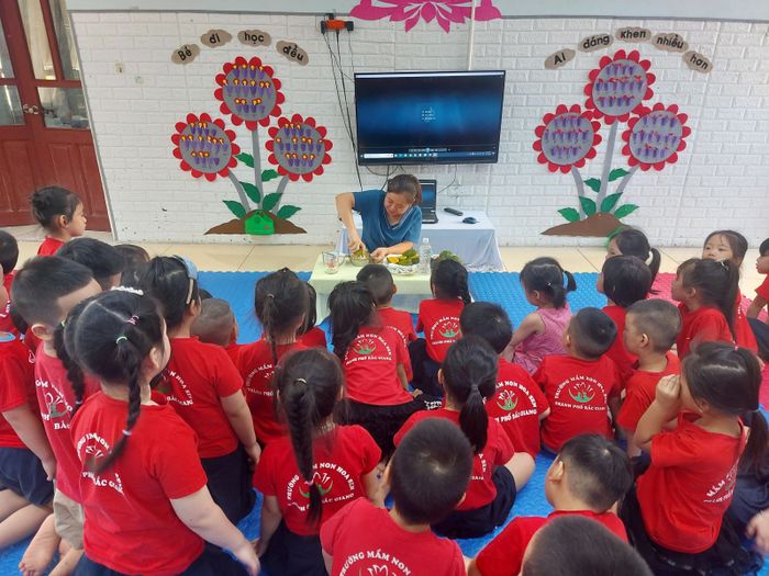 Hình ảnh tươi sáng về khuôn viên xanh mát của Trường Mầm non Hoa Sen