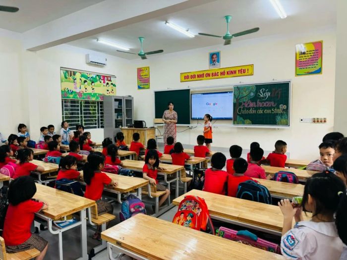 Không gian xanh mát và hiện đại tại Tiểu học Hưng Dũng 1