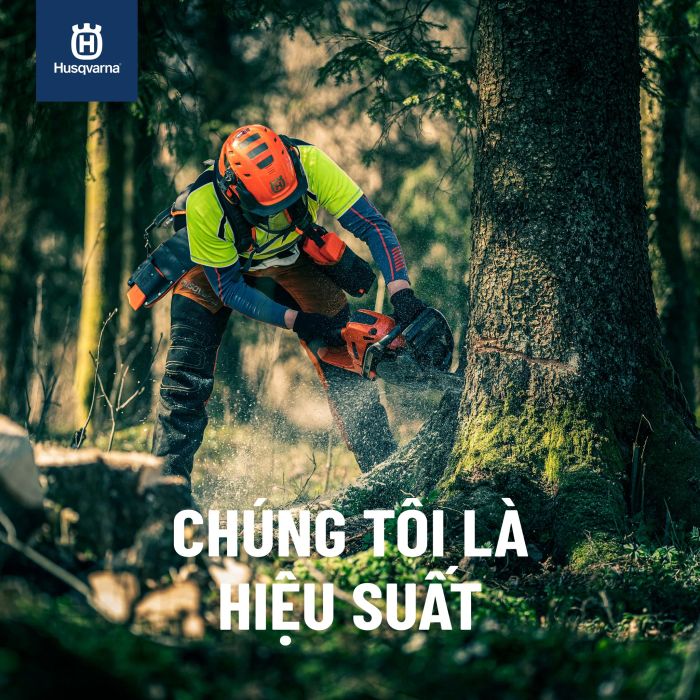 Hình ảnh thực tế máy cưa xích Husqvarna trong quá trình vận hành